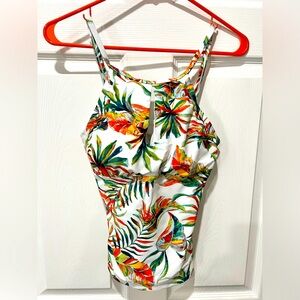 Ellen Tracy Skirted Two-Piece Tropical Print Swim Suit